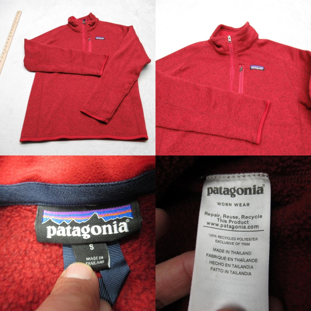 Patagonia Better‎ Sweater Mens Small Red 1/4 Zip Fleece Hiking Soft Run Pullover